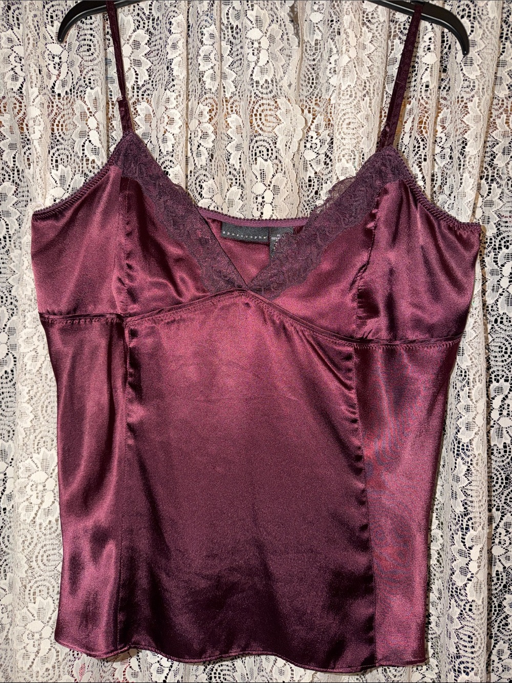 Apostrophe Satin Lace Cami Tank Top